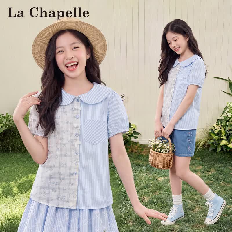 La Chapelle Women s Contrast Stripe Short Sleeve Shirt 130