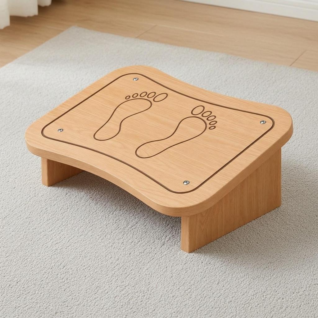 Wooden Footrest Stool StrainRelieving with SpaceSaving Design Spinal Alignment Raised Foot