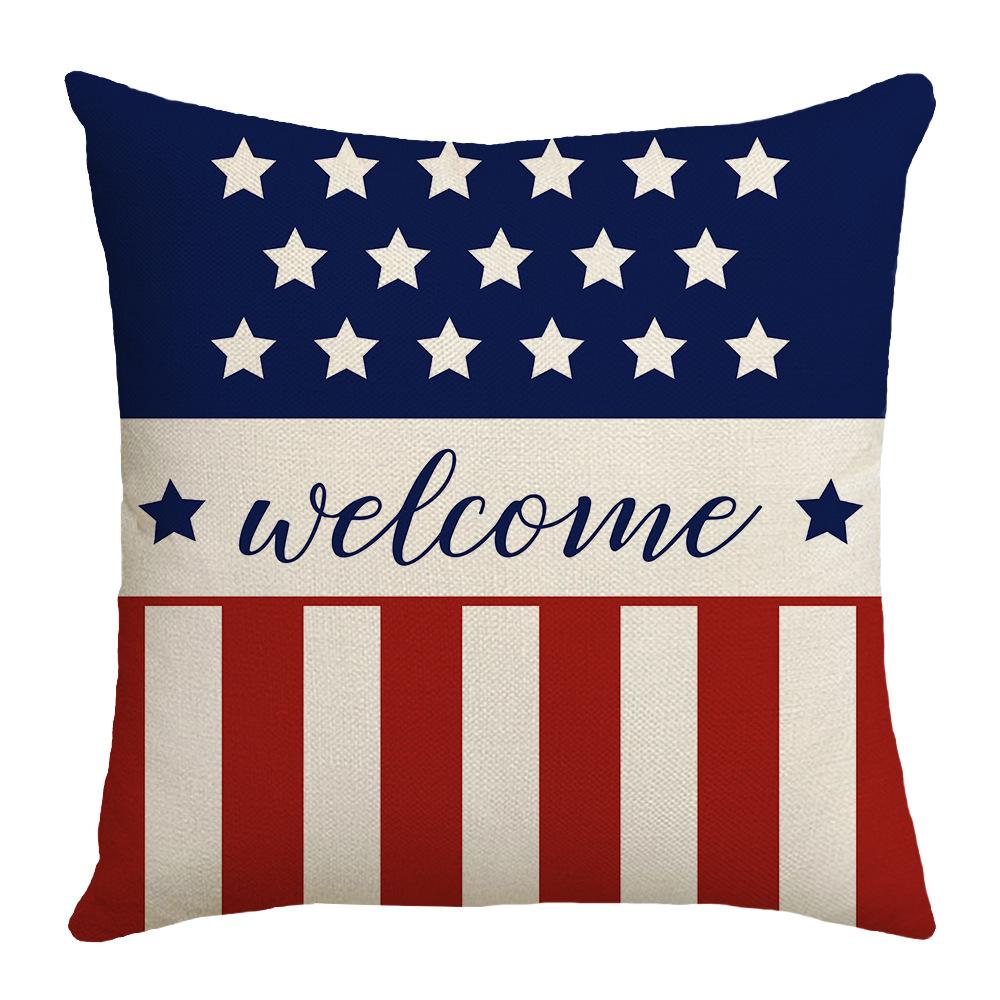 

New American Flag Letters Independence Day Cushion Sofa Office Printed Linen Pillow Cover Cushion Cover 45 * 45Cm (without core)