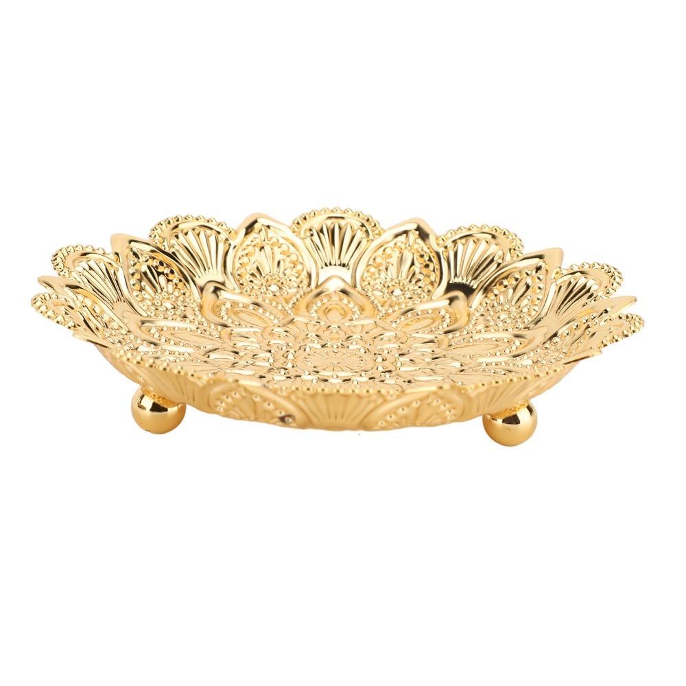 Retro Embossed Turkish Serving Tray Gold Embossed Decorative Tray  For Home Bar