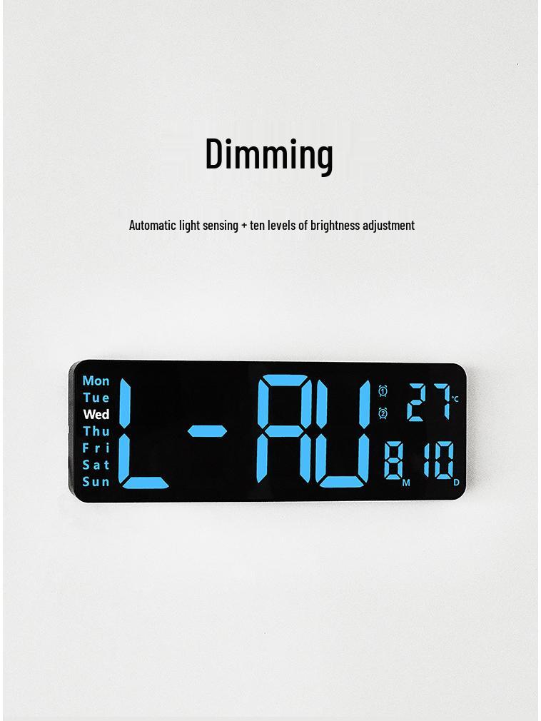 13-Inch Minimalist Wall/Table Clock with Large Digital Display, Multiple Alarms & Multifunction Features - Model 6629