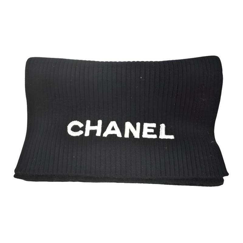 

CHANEL Logo embroidery cashmere wool scarf same style for men and women as couple чорний