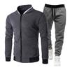2Pcs/Set Men Suit Stand Collar Long Sleeve Zipper Placket Baseball Coat Elastic