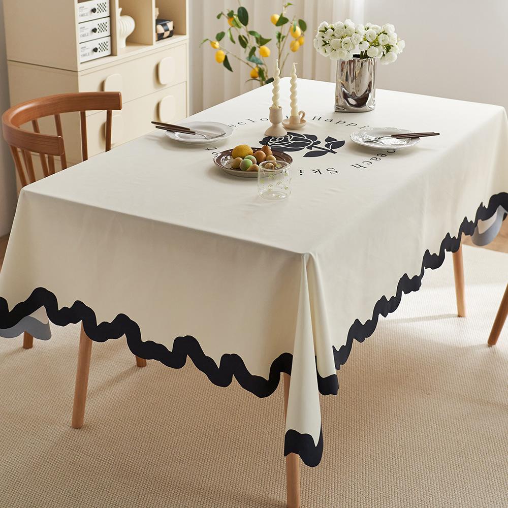 Light Luxury Atmosphere Waterproof French Retro Dining Table Mat: Table Anti-Scald Tablecloth Coffee Table Tablecloth