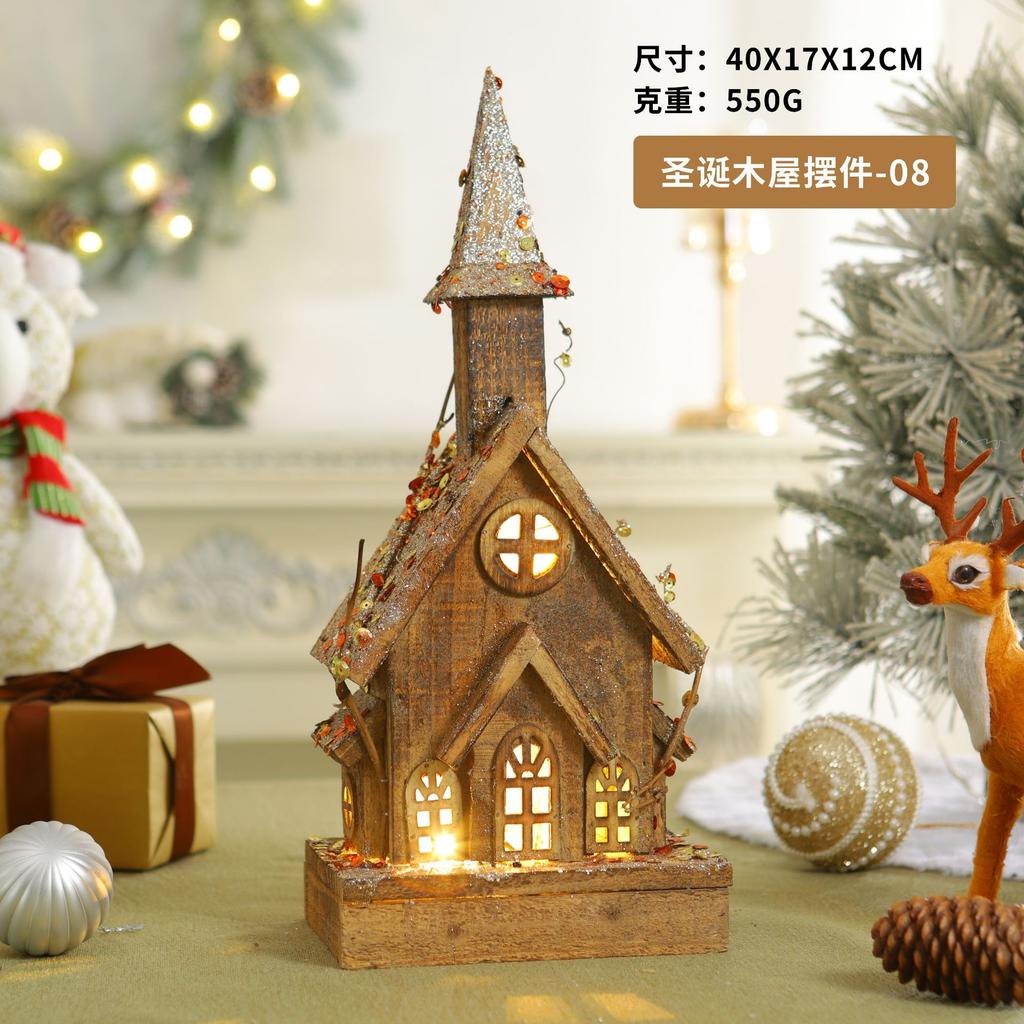 Factory direct sales Christmas chalet ornament atmosphere luminous decoration decoration chalet Christmas supplies