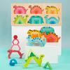Kids Early Education Puzzle Toys -Wooden Dinosaur Color Shape Matching Training for Kids Over 3 Years Old, Hand-Eye Coordination