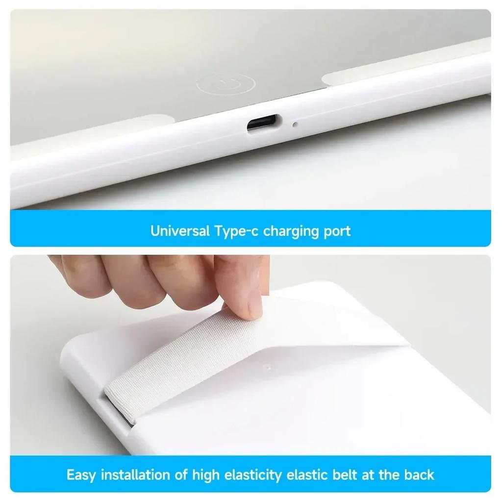 HD Car Makeup Mirror with LED Ultra ThinThree Light Modes Adjustment Rechargeable Car Interior Rear Vanity Mirror Car Interior