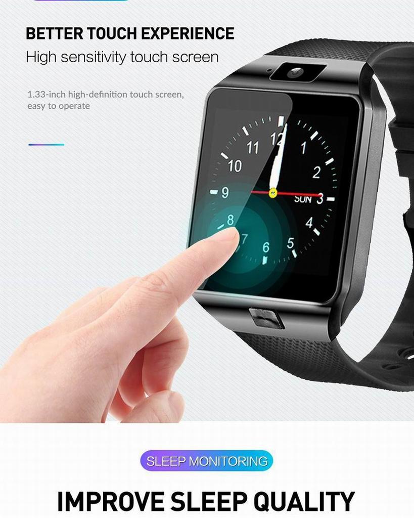 DZ09 Smartwatch Herren Damen Voll-Touchscreen Sport Wasserdicht Schrittzähler Smartwatch Mit Sim-Karte Android Uhr Verbunden Whatsap