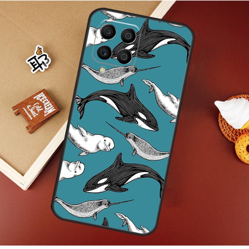Blue Ocean Whales Pattern Case For Samsung Galaxy M21 M20 M23 M31 M11 M54 M14 M34 M13 M52 M32 M12 M16 M36 M56 M15 M55