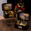 High-quality Christmas Party Decorations LED Night Lights Wooden Crafts Music Boxes Christmas Tabletop Ornament Holiday Supplies