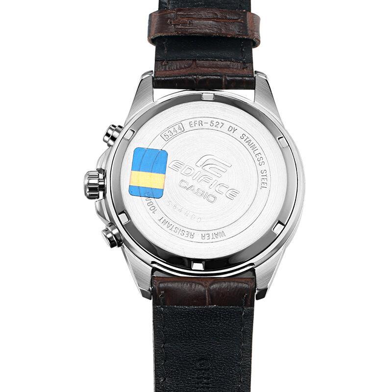 Casio EDIFICE Series Simple Casual Fashion Watch Quartz Movement Leather Strap Japanese and Korean Watch Men's Watch Silver Dial EFR-527L-7AV