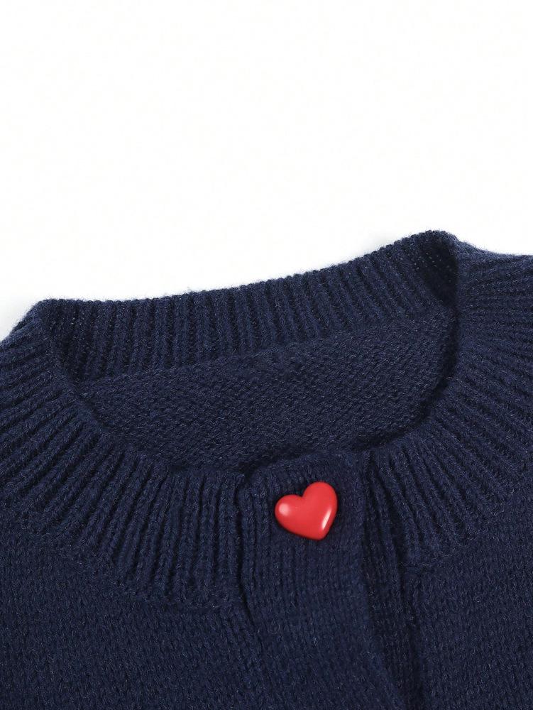 2025 Women's Heart Button Knit Top - Casual Autumn/Winter Outerwear