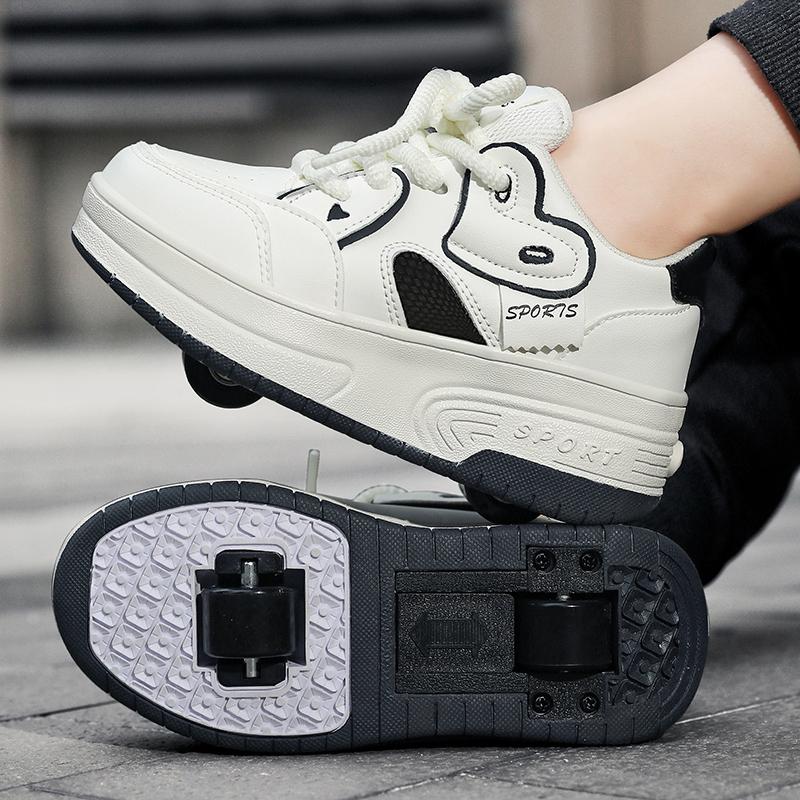 Kids Sneakers with Wheels Four -wheel Sports Boots Wheel Skate Can Remove Student Skate Sneakers Shoes