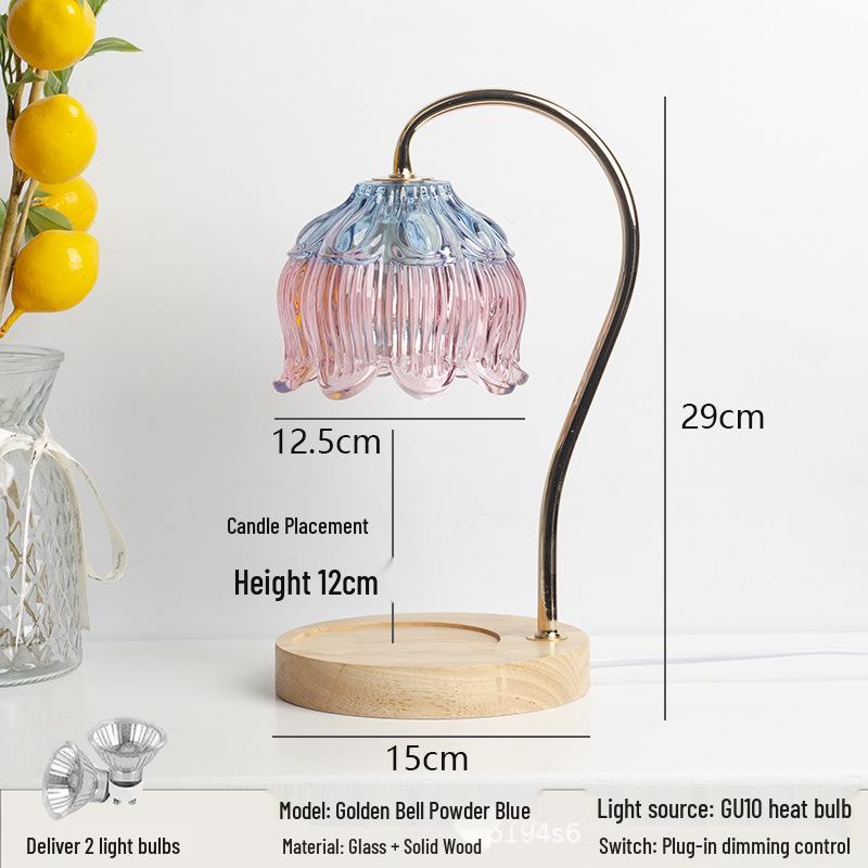 Luxury Glass Aroma Wax Melt Lamp - Fragrance Candle Light for Bedroom, Bedside Table, or Desk. Ideal Decorative Gift.