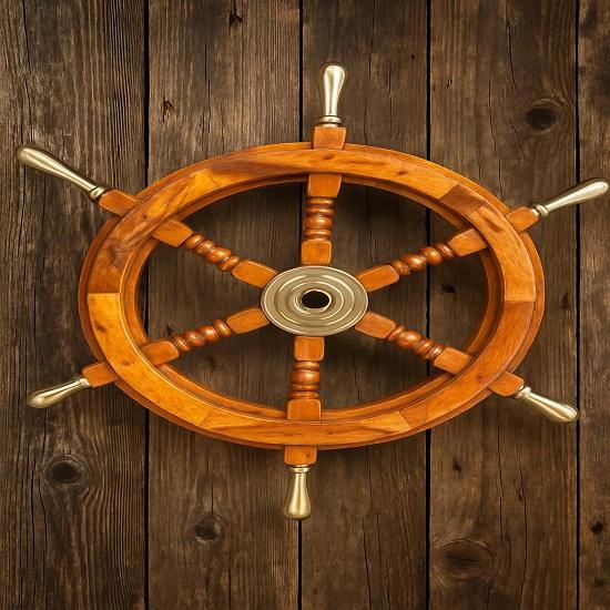Wooden Ship Wheel Nautical Decor  Maritime Wall Art  Pirate Boat Steering Wheel