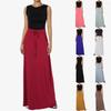 Women's Casual Drawstring Tunic Solid Color Fashion Mid Waist A-Line Dress