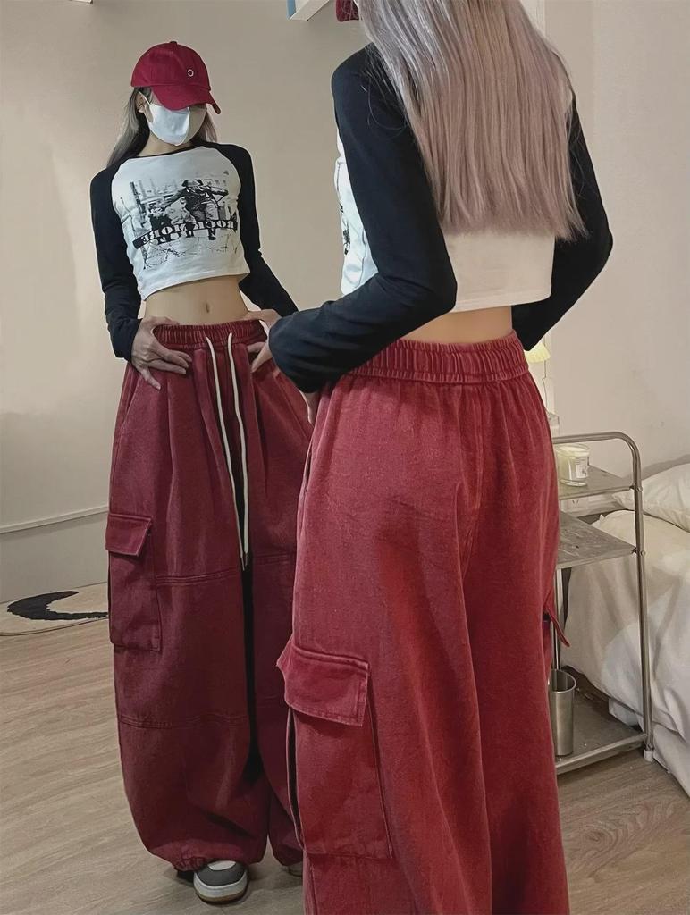 High Street Dopamine Dark Blue Unisex Wide-Leg Overalls - Thickened and Loose Fit for Autumn/Winter Casual Trend