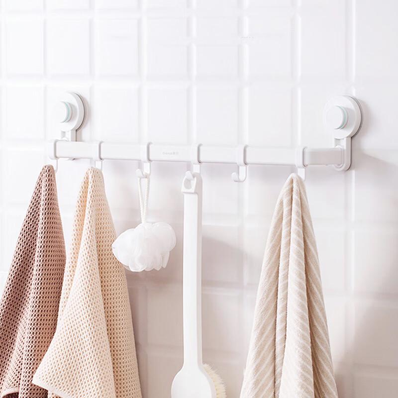 Camellia No-Punch Adhesive Bathroom Towel Bar with Hooks
