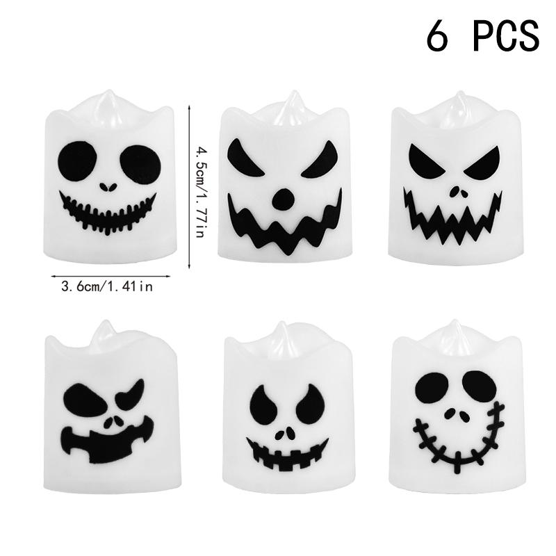 6/12/24pcs Halloween Led Ghost Pumpkin Candle Light Glowing Lamp Halloween Party Home Bar Decoration Haunted House Horror Props