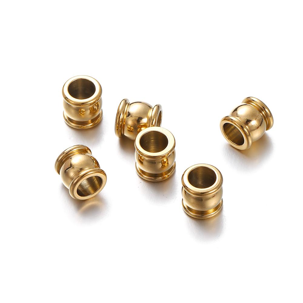 10Pcs Stainless Steel Big Holes Spacer Beads 4-10mm Charm Loose Bead for Jewelry Making DIY Bracelets Necklace Jewelry Making