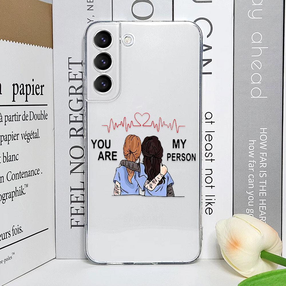 Cartoon Greys Anatomy You Are My Person Clear Phone Case for Samsung Galaxy S25 S24 S23 Ultra S22 Plus S21 FE Soft Covers Fundas