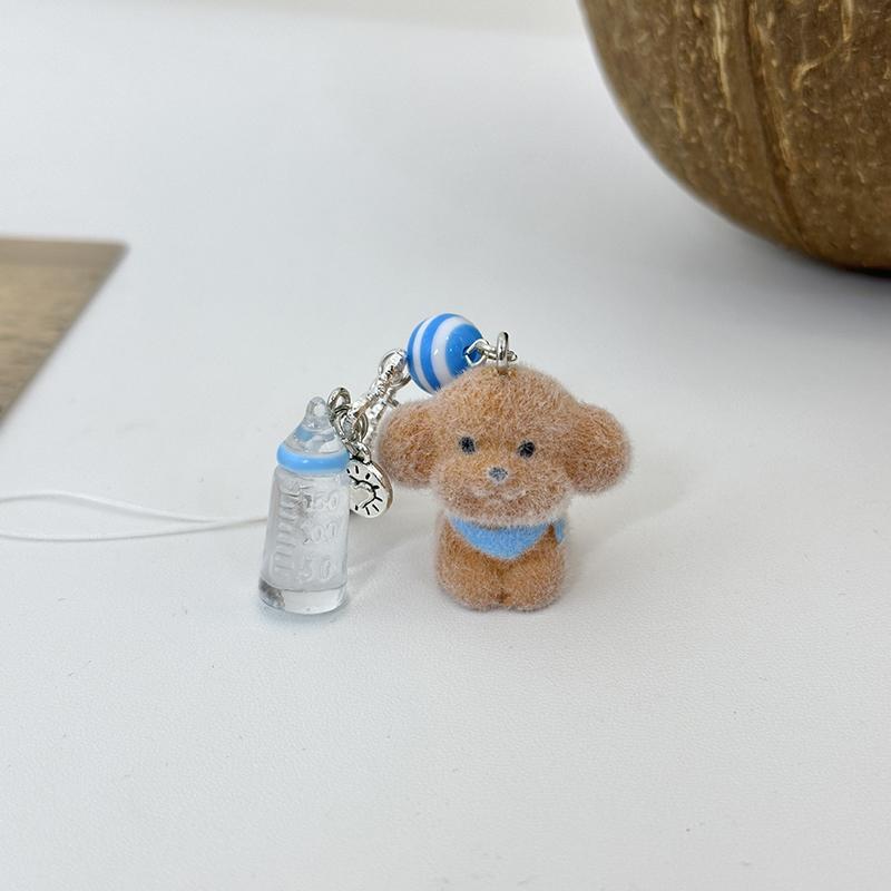 Kawaii Flocking Animal Phone Lanyard Cartoon Puppy Koala Keychain Creative Cute Keyring Bag Pendant For Couple Gifts