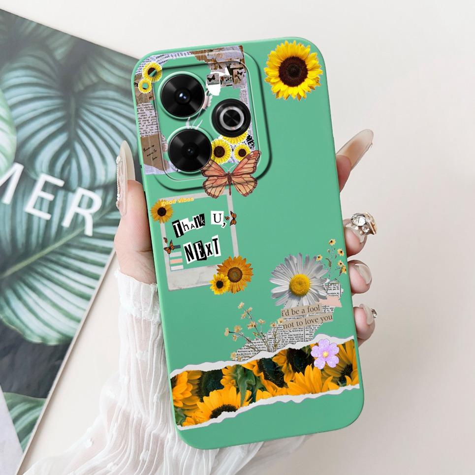 For Xiaomi Redmi 13 4G 5G Back Cover On Redmi13 5G Coque Funda Flower Butterfly Women Fashion Phone Case Liquid Silicone Shell