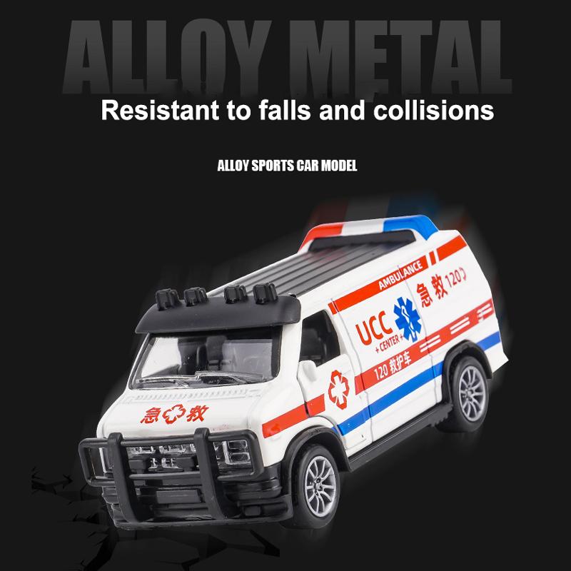 1:36 High Simulation Police Car Ambulance Model Finale Alloy Car Toy Simulation Sound and Light Children's Educational Toy Gift