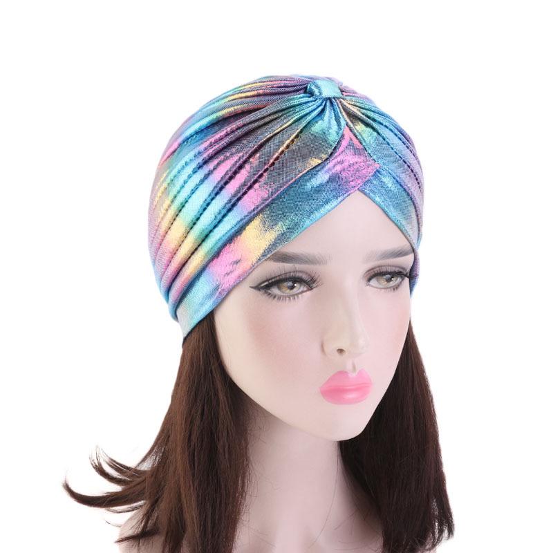 New Colorful Women Muslim Hijab Inner Hijab Caps Laser Silky  Cross Turban Headband Headwrap Women Muslim Hijab Scarf Headscarf