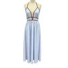 Women's Halter Striped Maxi Dress Sleeveless Deep V Neck A Line Sundress Summer A-Line Beach Vacation Dress