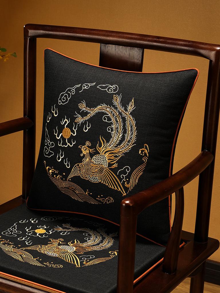 Veemi Home Leinen Kissenbezug Frühling Vögel Stickerei Orientalischer Luxus Hochwertiger Kissenbezug für Couch Sofa Bett 18x18 Zoll