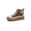 Autumn New Leather Retro High-top Board Shoes Women's Wear-resistant Non-slip Heightening Board Shoes Women's Comfortable and Fashionable Versatile