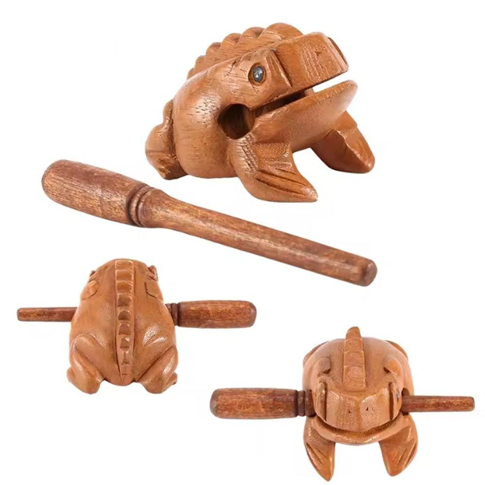 Lucky Frog Guiro Rasp Wooden Frog Rasp Musical Instrument Portable Lucky Frog Crafts Gifts