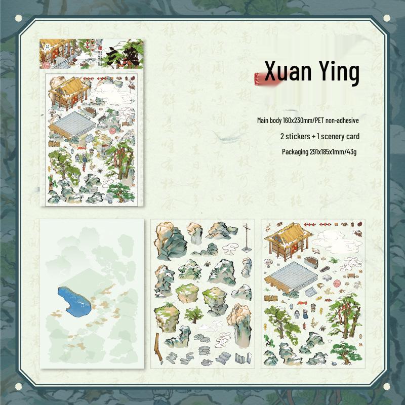 3D Stereo Jiangnan Four Seasons Children's House Stickers: Chinese Style Landscape Collage Toy