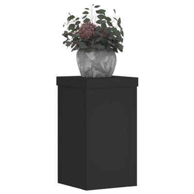 Plant Stand Set of 2 Black 10 X 10 X 18 Cm Engineered Wood