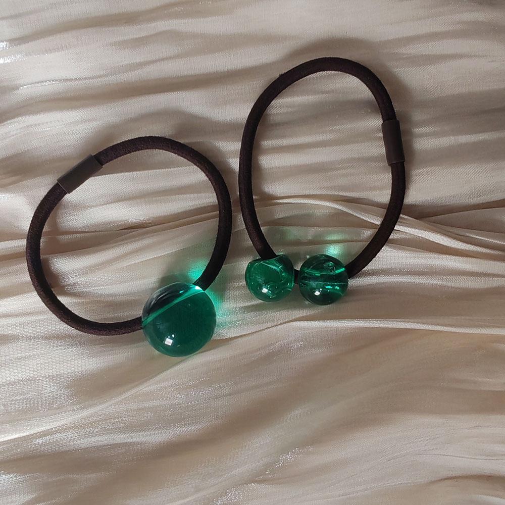 2PC European and American Jelly Color Ball High Elasticity Hair Ties for Women Girls Ponytail Holder Hair Rings Rope Accessories