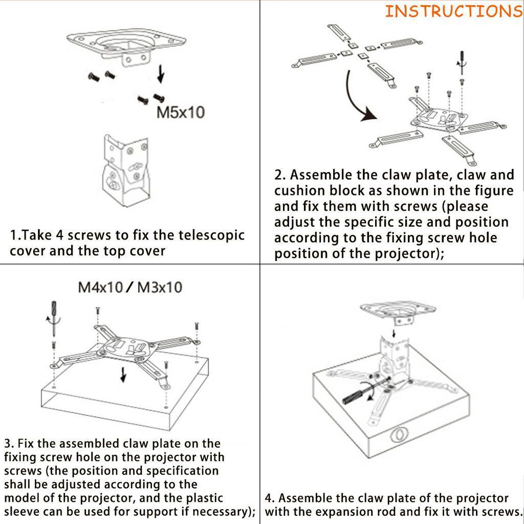 White Universal 360 Angle Rotation Projector Bracket Ceiling Mount Wall Bracket DVR Camera Holder Theater Office Meeting Room Home