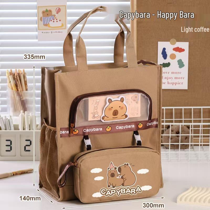 A4 Capybara Canvas-Tasche: Großes Fassungsvermögen, Tragbare Kunst- und Nachhilfetasche für Kinder