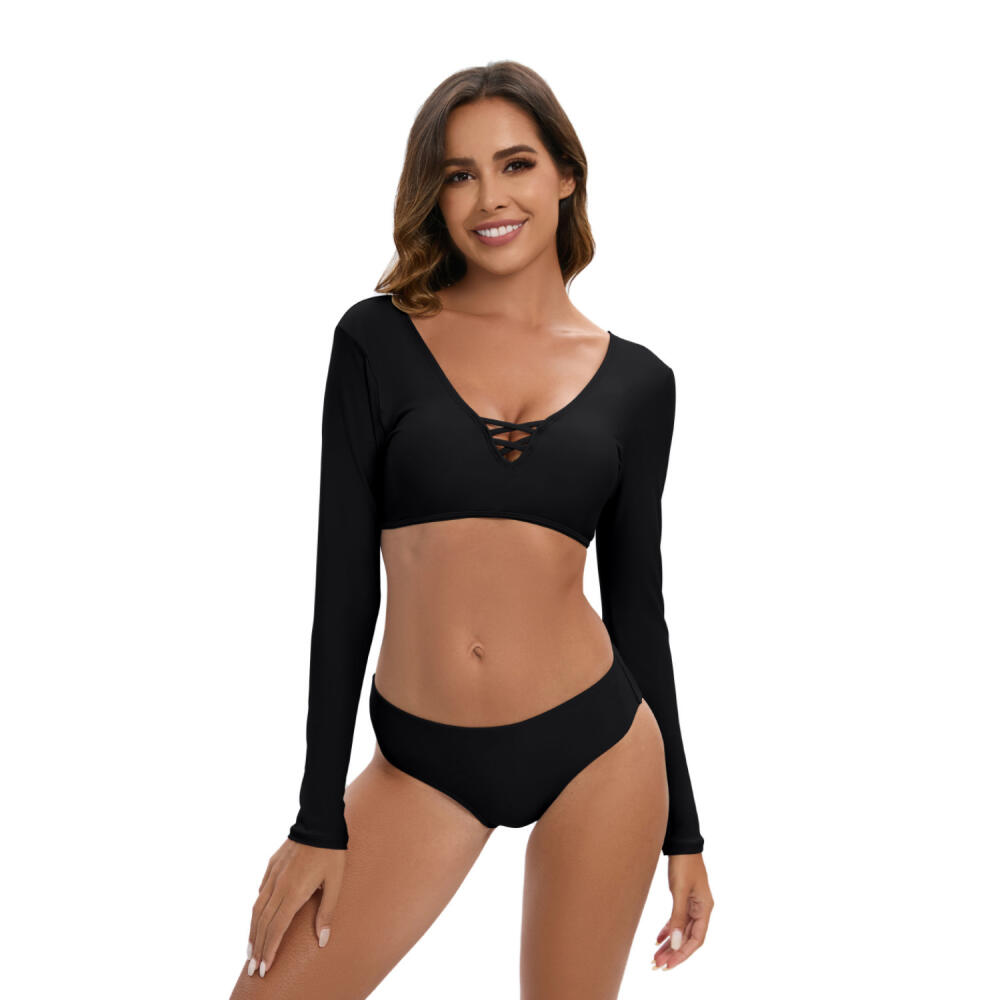 Dvoudílný Surfařský Oblek s Dlouhým Rukávem Ochrana proti Slunci Dámské Plavky Horký Pramen Potápěčský Oblek Sexy Plavky