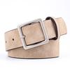 Womens Square Buckle PU Belt In Minimalist Streetwear Style Adjustable Waistband Casual Outfits Coffee White Beige Pink