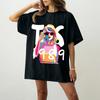 Lässiges, lockeres, bedrucktes T-Shirt für Damen mit Rundhalsausschnitt, kurzärmeligem Pullover