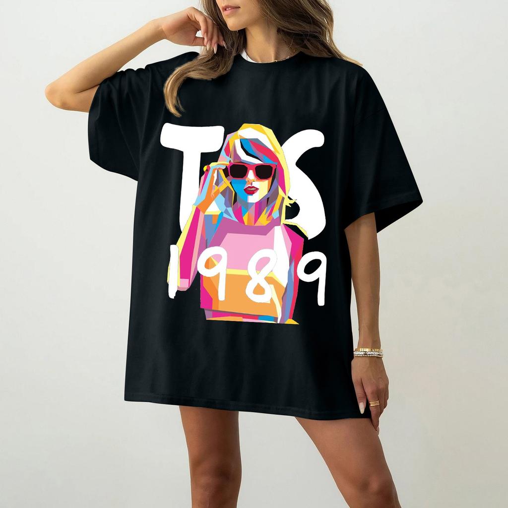 Lässiges, lockeres, bedrucktes T-Shirt für Damen mit Rundhalsausschnitt, kurzärmeligem Pullover