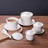 White Magnesia Porcelain Soup Pot with Lid – Ideal for Steaming Eggs and Stewing Bird's Nest In Restaurants and Hotels.