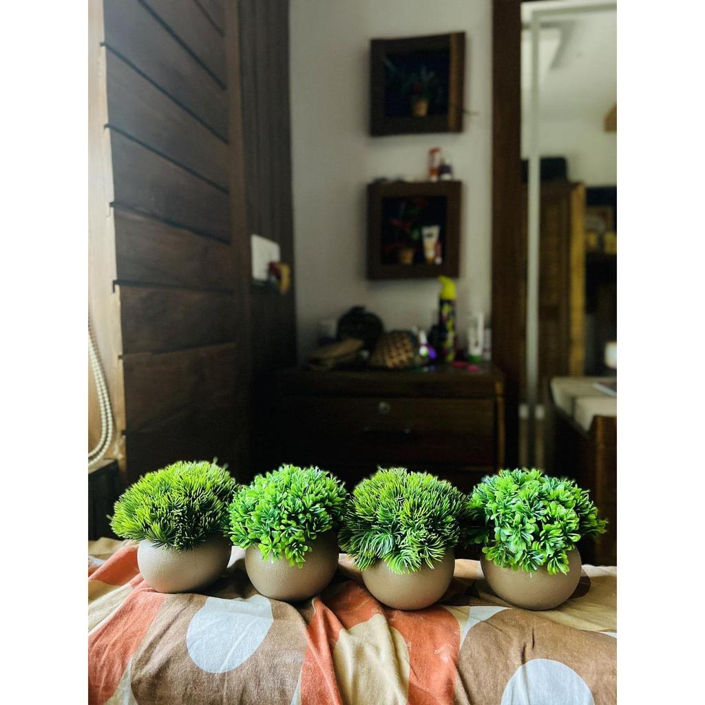 4 Packs Artificial Potted Bathroom Fake Shelf Plant Office Table Decor Mini Green Faux Topiary Kitchen Cabinet Farmhouse Decorations (4 Plastic Pots)