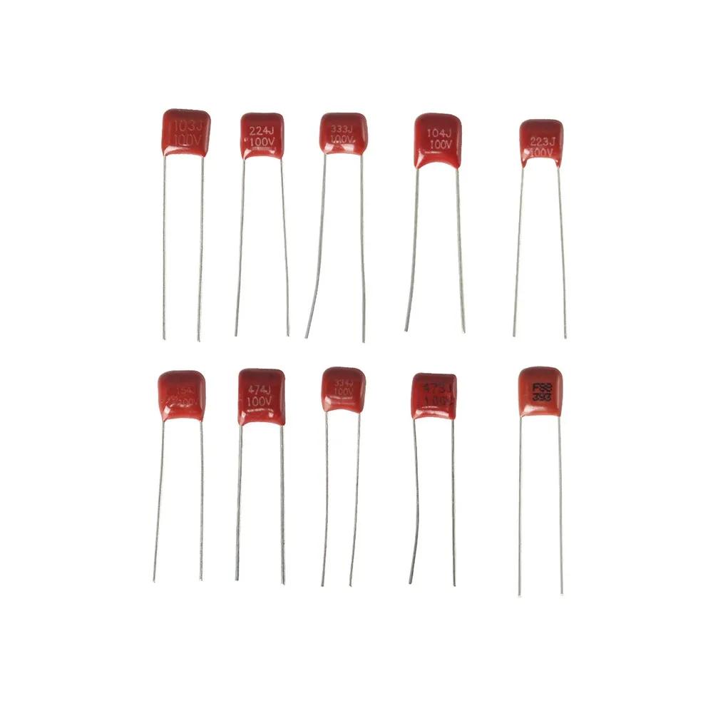 100PCS 100V CBB Polypropylene Film Capacitors Kit 103 223 333 393 473 104 154 224 334 474 10nF 22nF 33nF 39nF 47nF 470nF