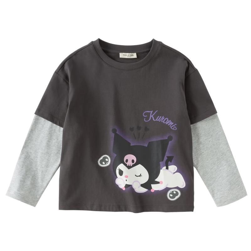 Длиннорубашка для девочек Dave & Bella Kuromi, имитация двойки 130cm
