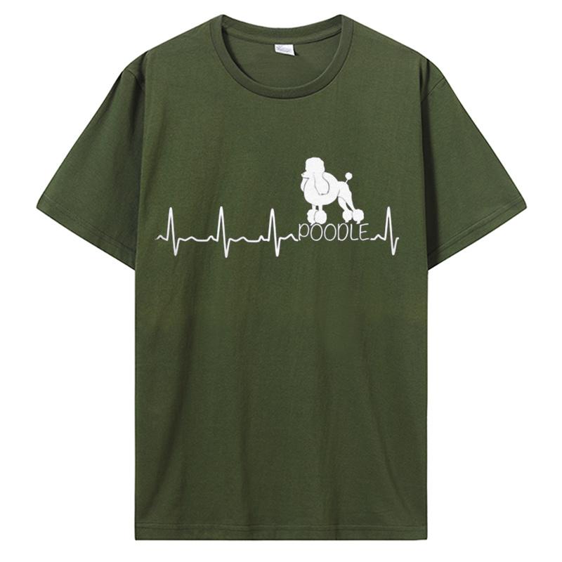 Heartbeat Poodle T-shirt Funny Tshirt Dog Lover Funny Pure Cotton Short Sleeve Tees O-Neck T Shirt Oversize Clothing