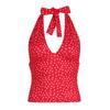 ins European and American vacation style sexy polka dot print deep V neck sling girly feeling cute and thin big halter top