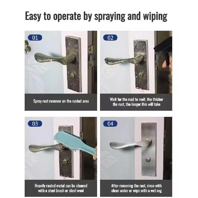 Powerful Industrial Rust Remover Spray Quickly Clean Doors and Windows Steel Steel Antirust Cleaner Auto & Home Heavy-Duty Rust