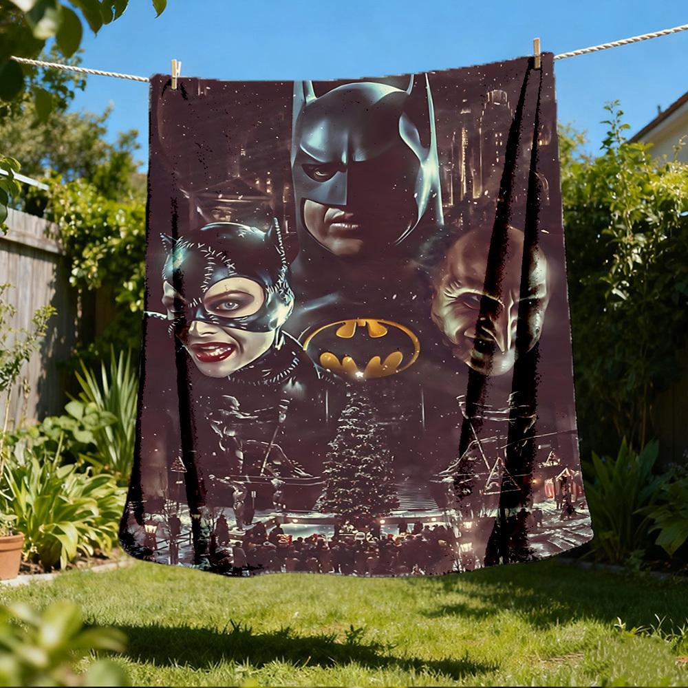 

1pc Batman Outdoor Flannel Throw Blanket Soft, Lightweight & Warm for Sofa, Office Chair, Camping & Travel Durable Polyester Fabric 80x120cm